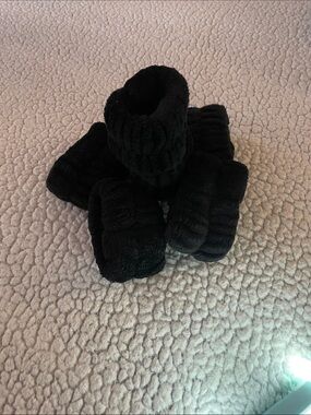Plush Black Faux Fur Mittens and Neck Warmer Set